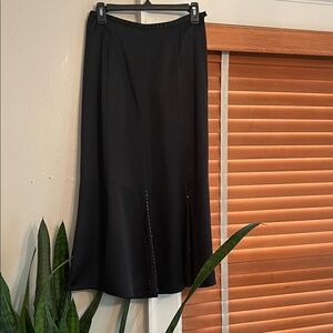 Garnet Hill Silk Black Women's flare Skirt
